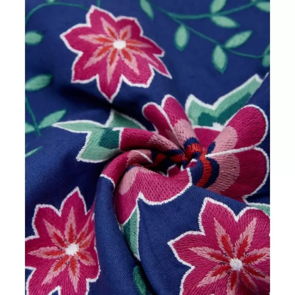 Baumwoll-Kissenhulle Lore Mit Besticktem Blumenmotiv
