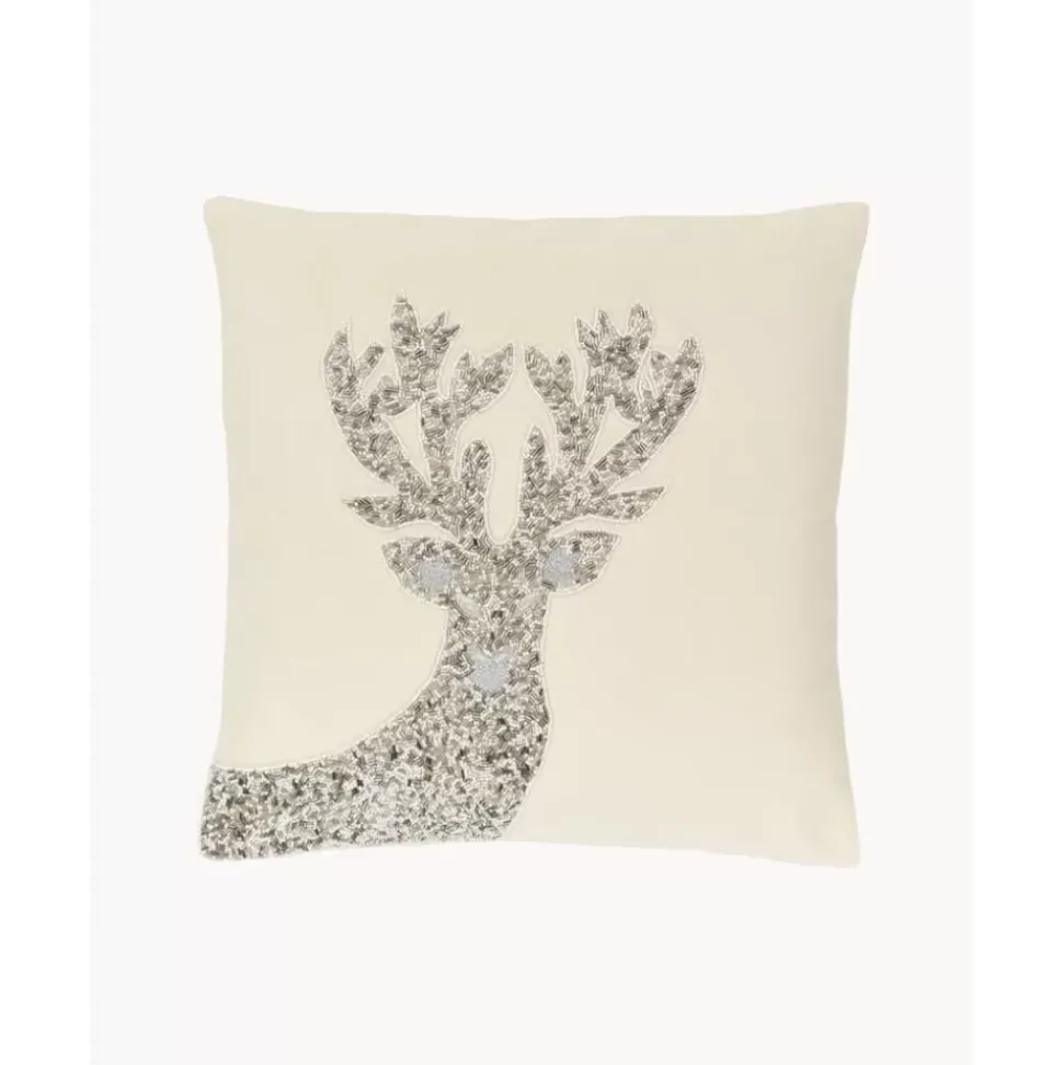 Bestickte Kissenhulle Deer Mit Weihnachtlicher Verzierung