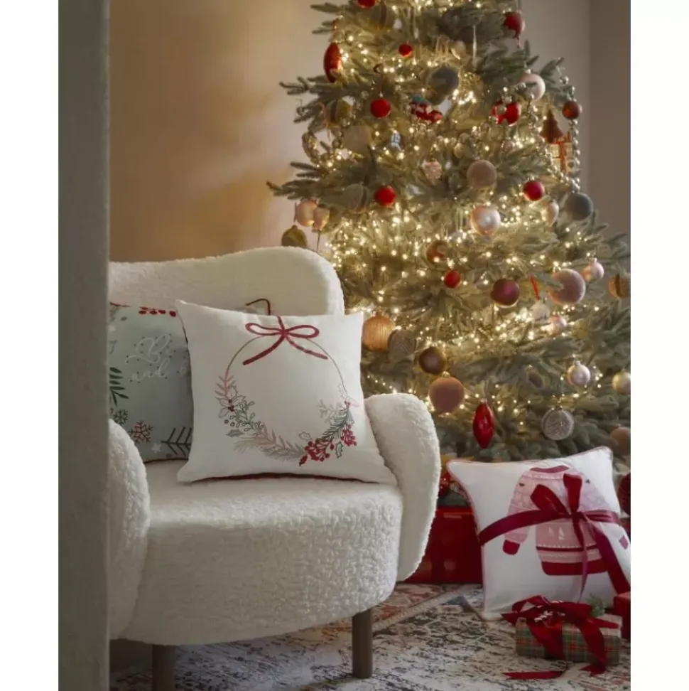 Bestickte Kissenhulle Tinsel Mit Weihnachtlichem Motiv