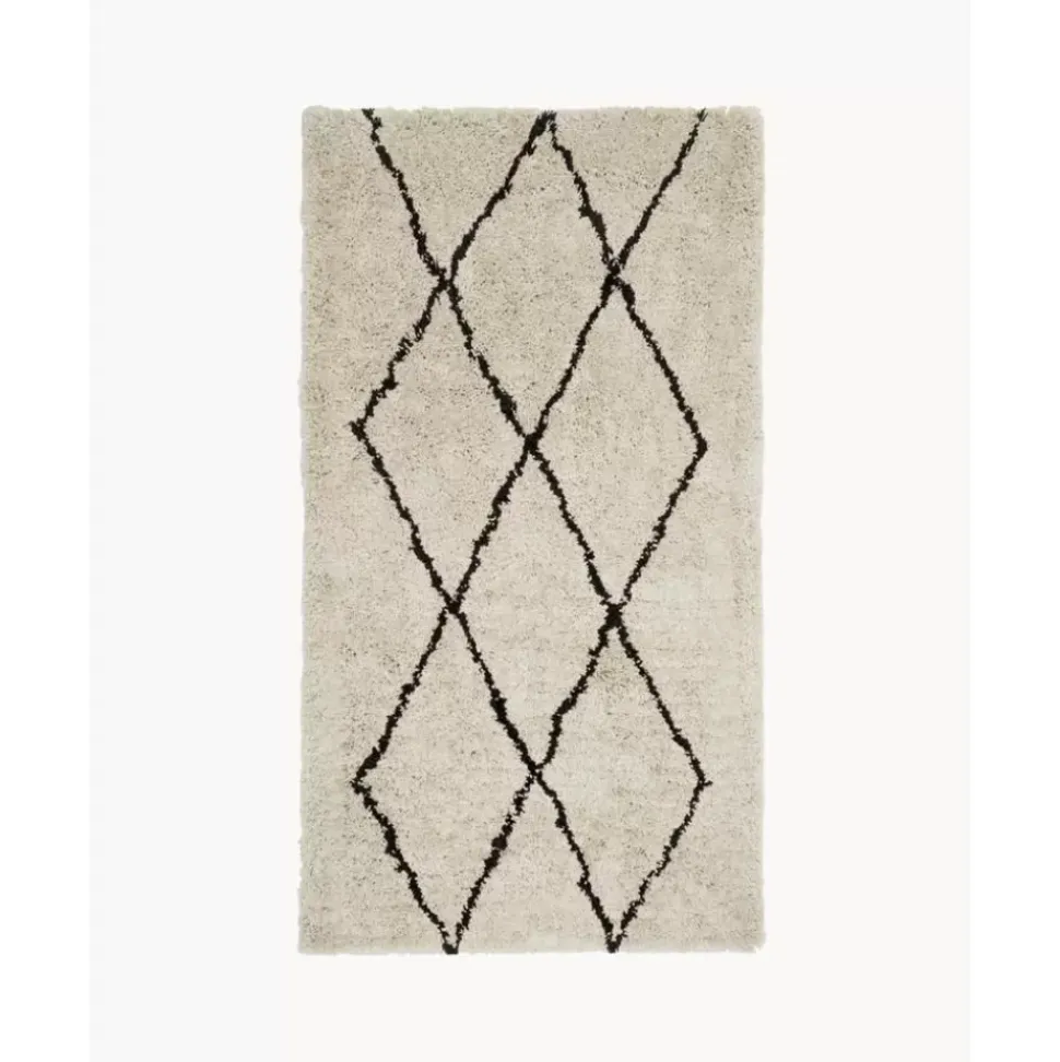 Flauschiger Hochflor-Teppich Nouria, Handgetuftet