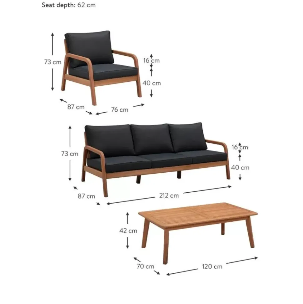 Garten-Lounge-Set Bergen Aus Eukalyptusholz, 4-Tlg.
