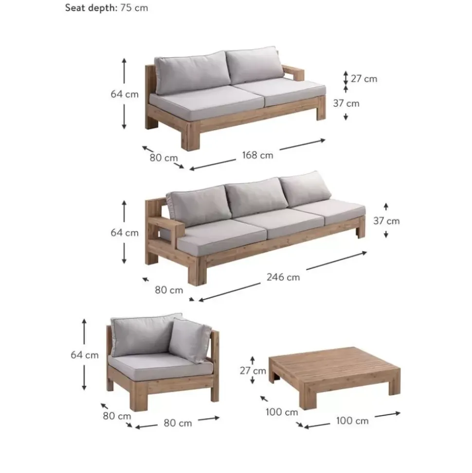 Garten-Lounge-Set Joshua Aus Akazienholz, 4-Tlg.