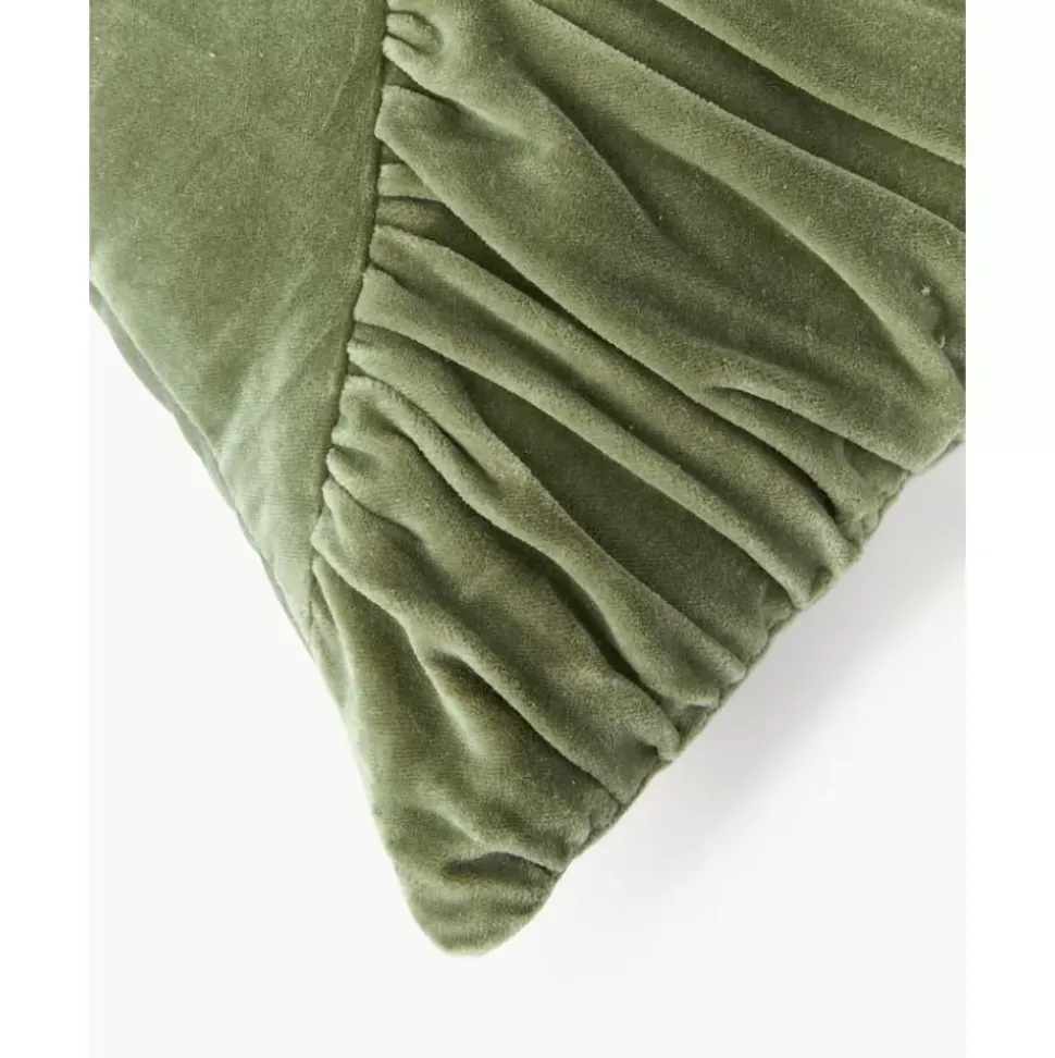 Gerafftes Samt-Kissen Vada, Mit Inlett