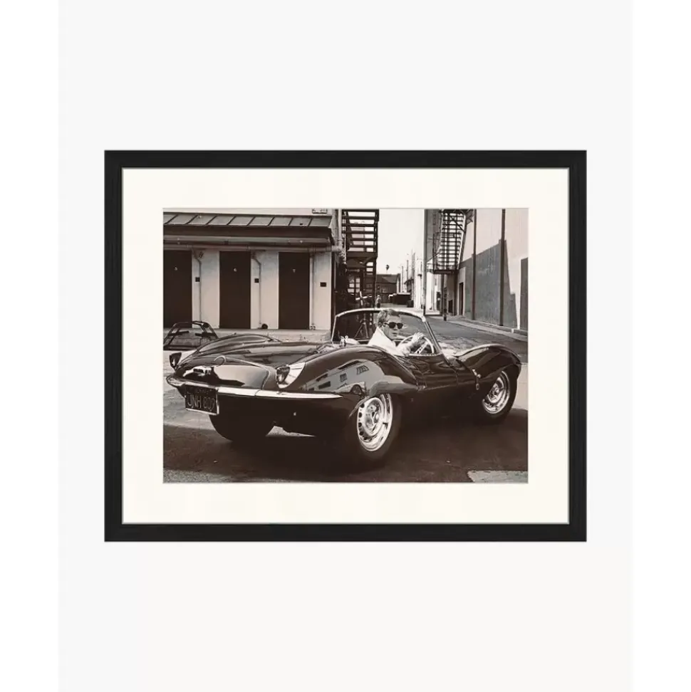 Gerahmte Fotografie Steve Mcqueen In His Jaguar, Handgefertigt