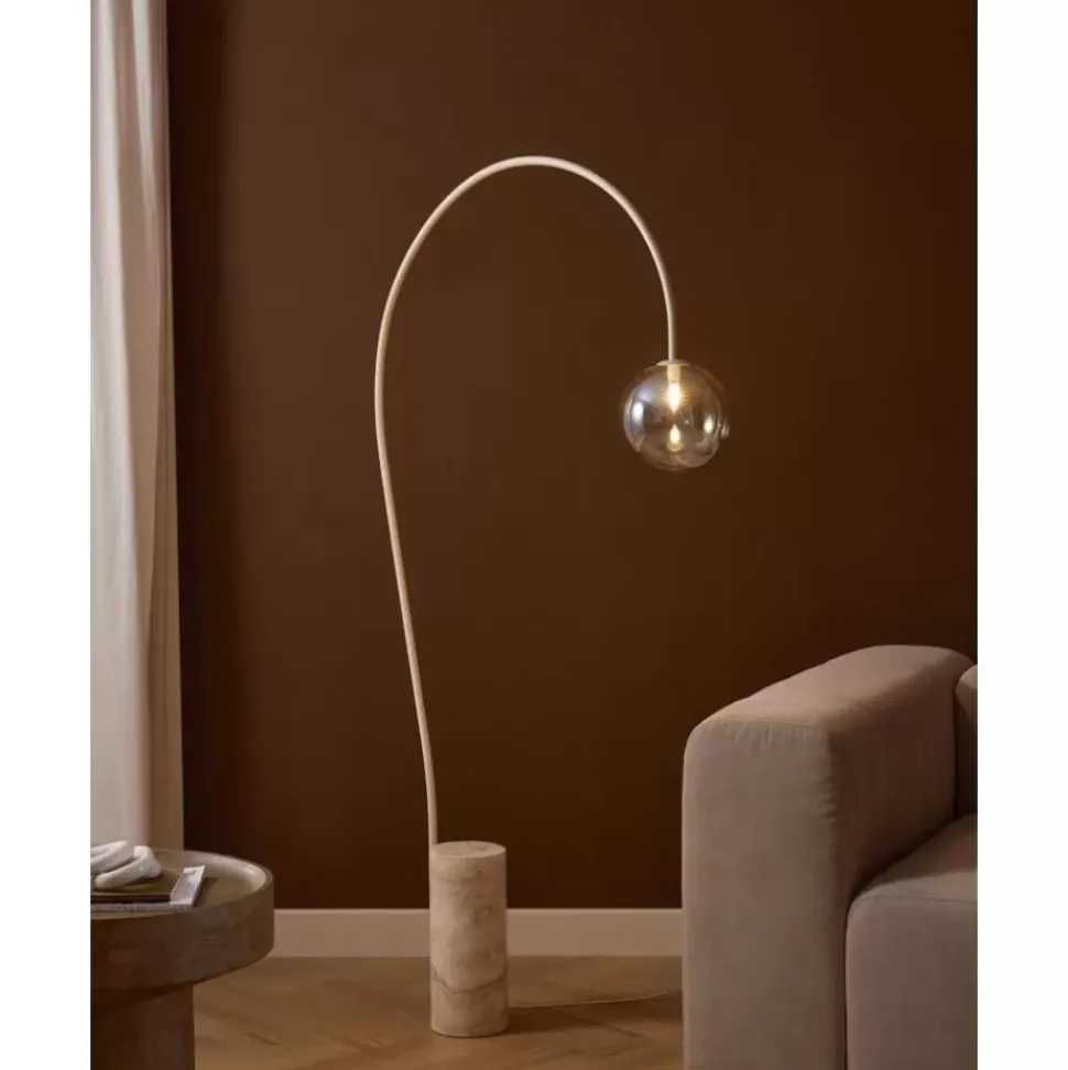 Grose Bogenlampe Cora Mit Travertin-Fus