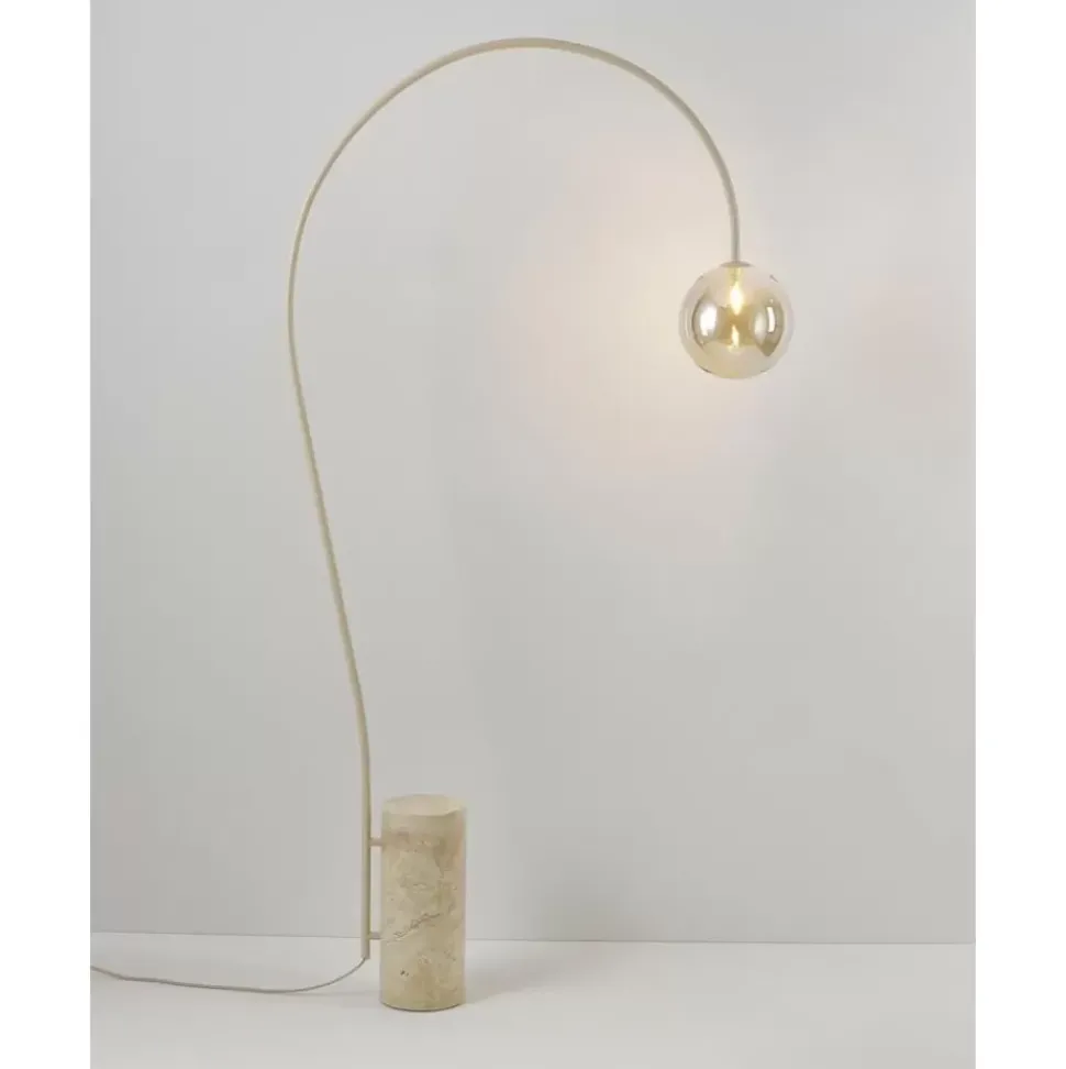 Grose Bogenlampe Cora Mit Travertin-Fus