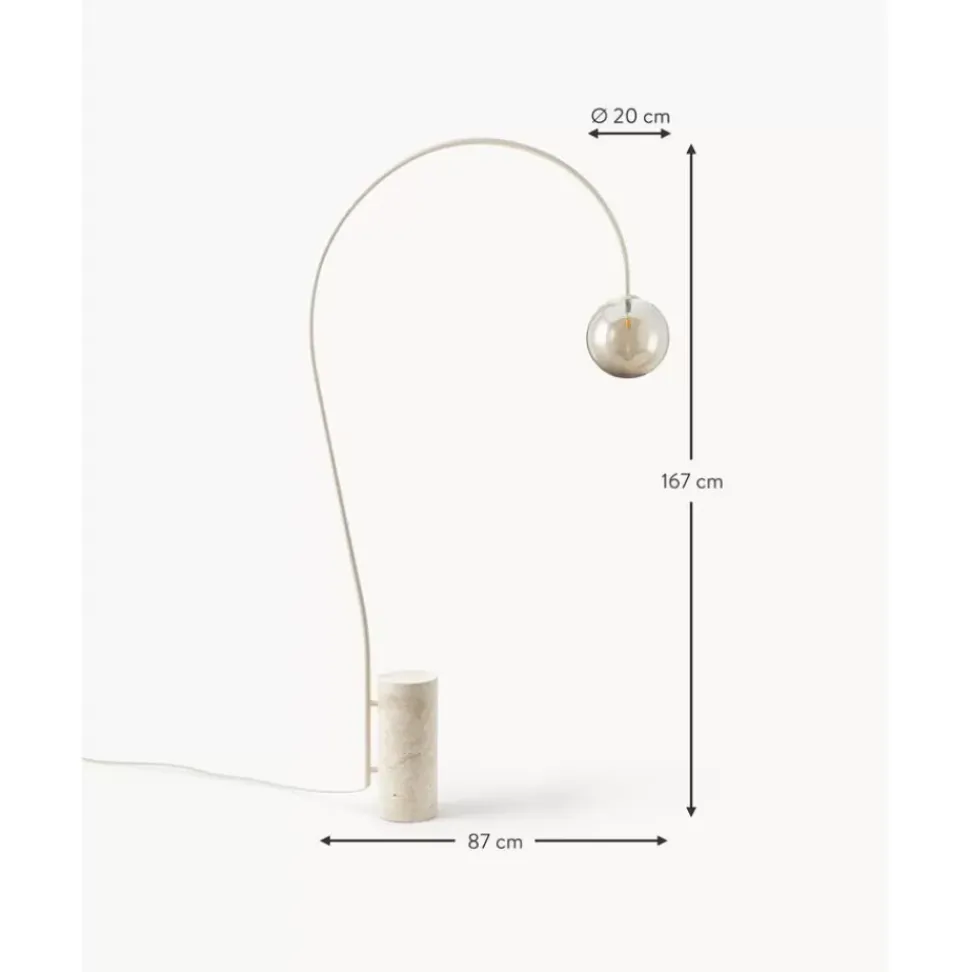 Grose Bogenlampe Cora Mit Travertin-Fus