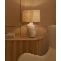 Grose Keramik-Tischlampe Colett In Organischer Form
