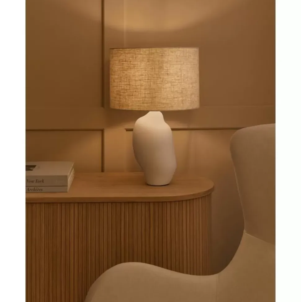 Grose Keramik-Tischlampe Colett In Organischer Form