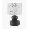 Grose Keramik-Tischlampe Georgina Mit One-Line-Drawing