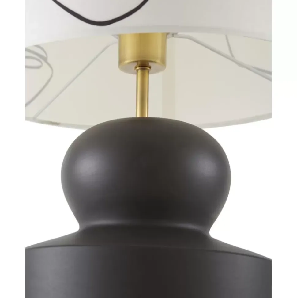 Grose Keramik-Tischlampe Georgina Mit One-Line-Drawing