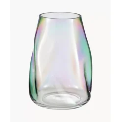 Grose Mundgeblasene Glas-Vase Rainbow, Irisierend