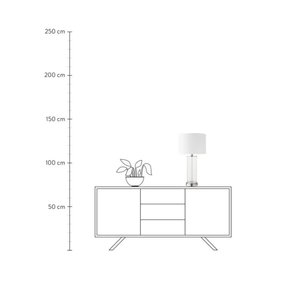 Grose Tischlampe Abigail Aus Glas Und Leinen