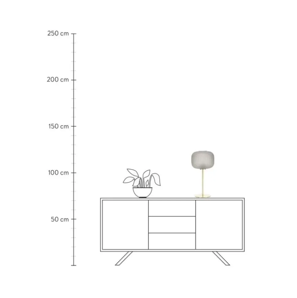 Grose Tischlampe Sober Mit Glasschirm