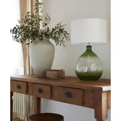 Grose Tischlampe Zoya Mit Glasfus