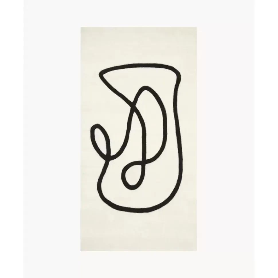 Handgetufteter Wollteppich Line Mit One Line Zeichnung