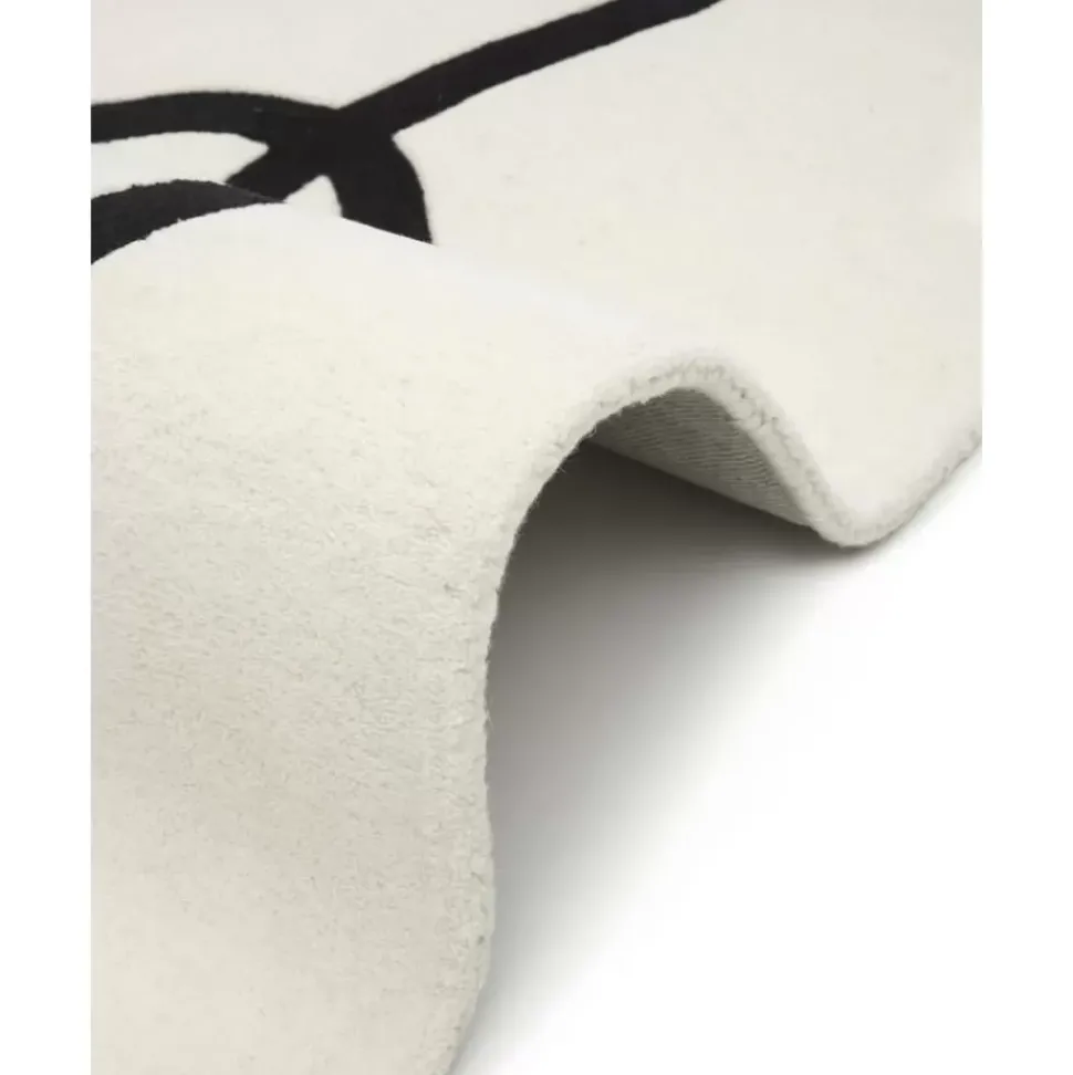 Handgetufteter Wollteppich Line Mit One Line Zeichnung