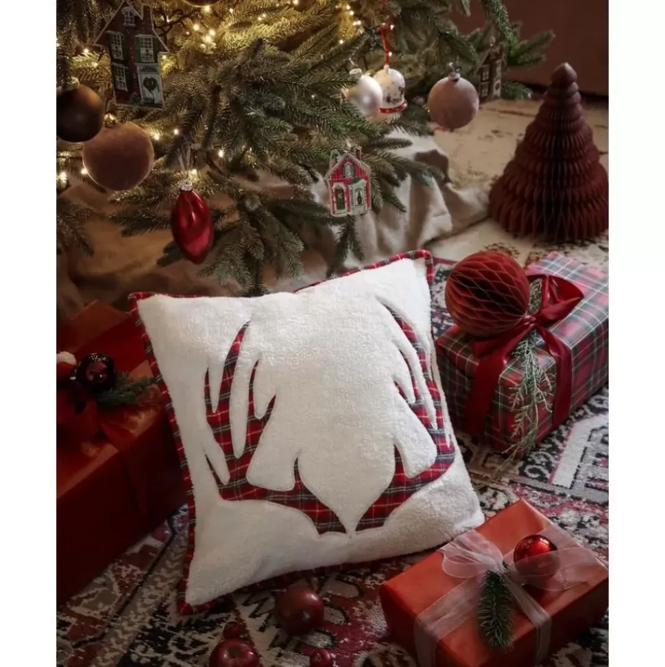 Karierte Kissenhulle Myles Mit Weihnachtlichem Motiv