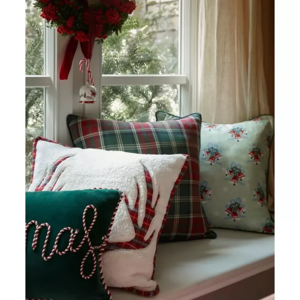 Karierte Kissenhulle Myles Mit Weihnachtlichem Motiv