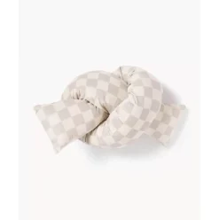 Kariertes Samt-Dekokissen Knot, Mit Inlett