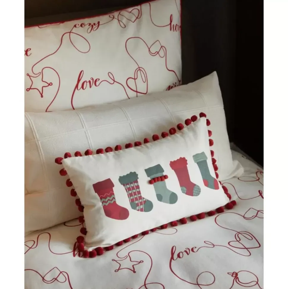 Kissenhulle Coldin Mit Winterlichem Motiv Und Pompons