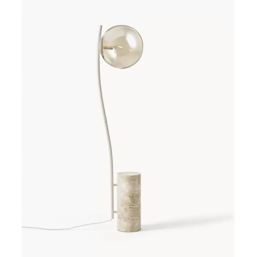 Kleine Stehlampe Cora Mit Travertin-Fus