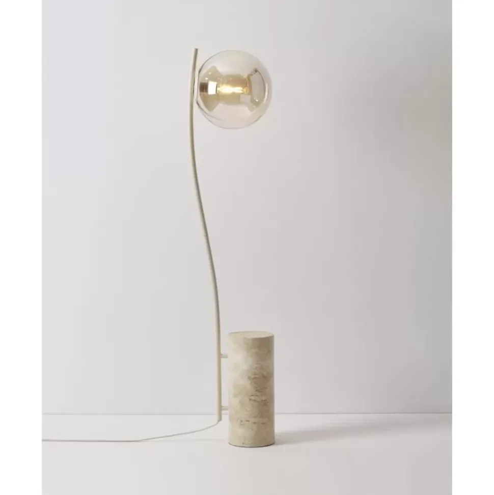 Kleine Stehlampe Cora Mit Travertin-Fus