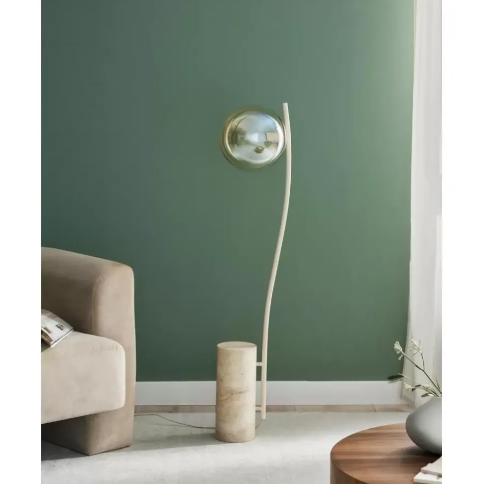 Kleine Stehlampe Cora Mit Travertin-Fus