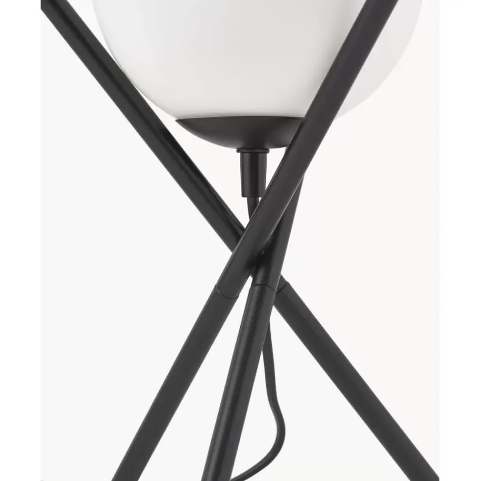 Kleine Tripod Tischlampe Erik Mit Glasschirm