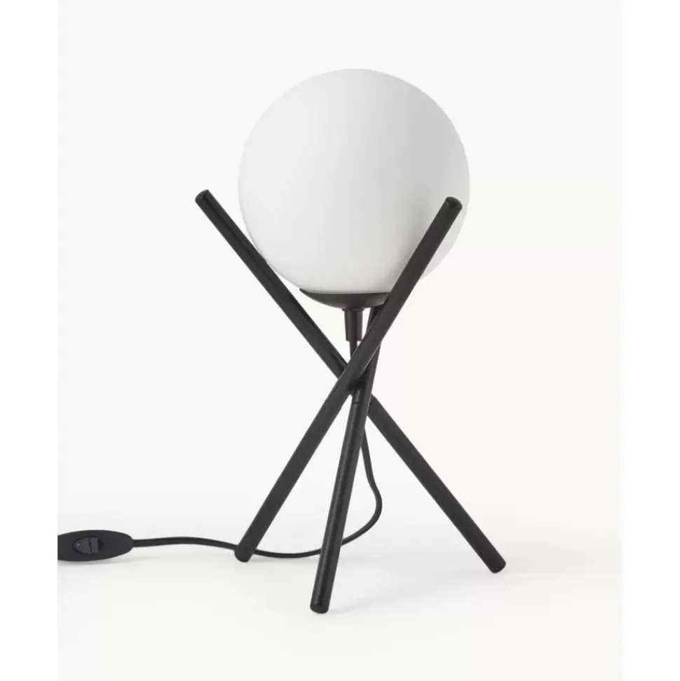 Kleine Tripod Tischlampe Erik Mit Glasschirm