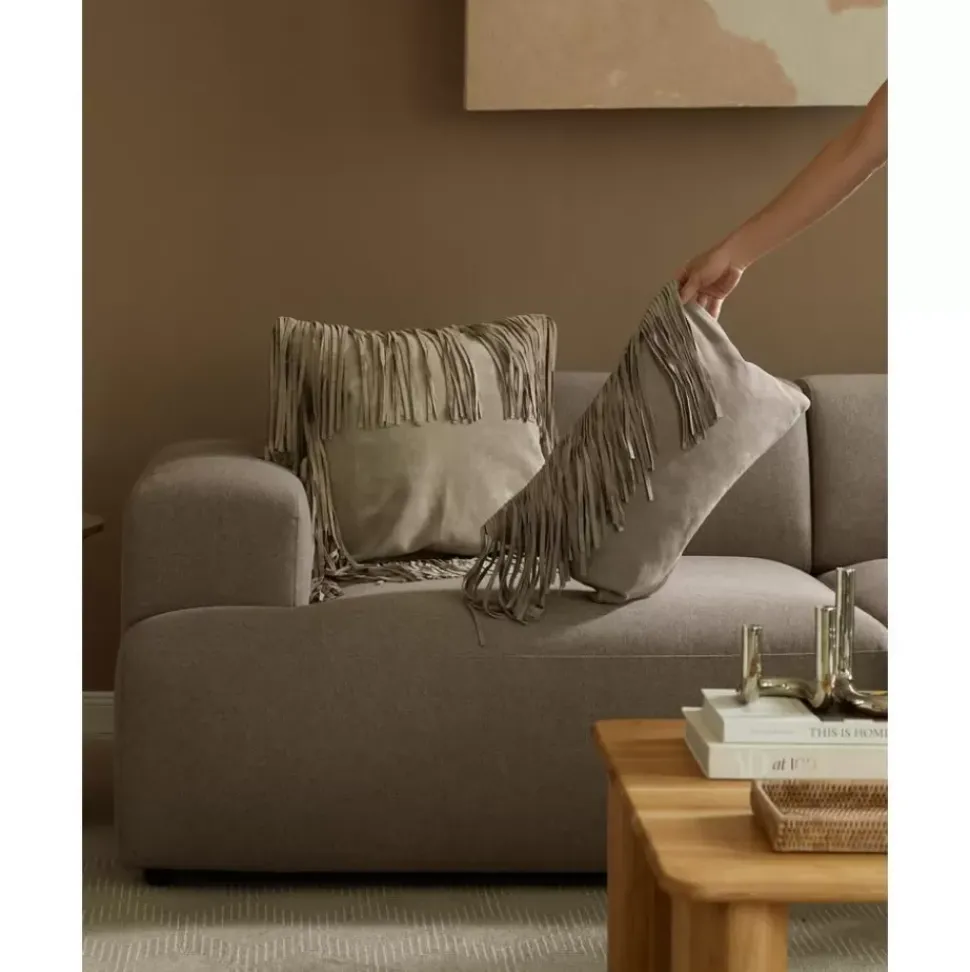 Leder-Kissenhulle Amaia Mit Fransen