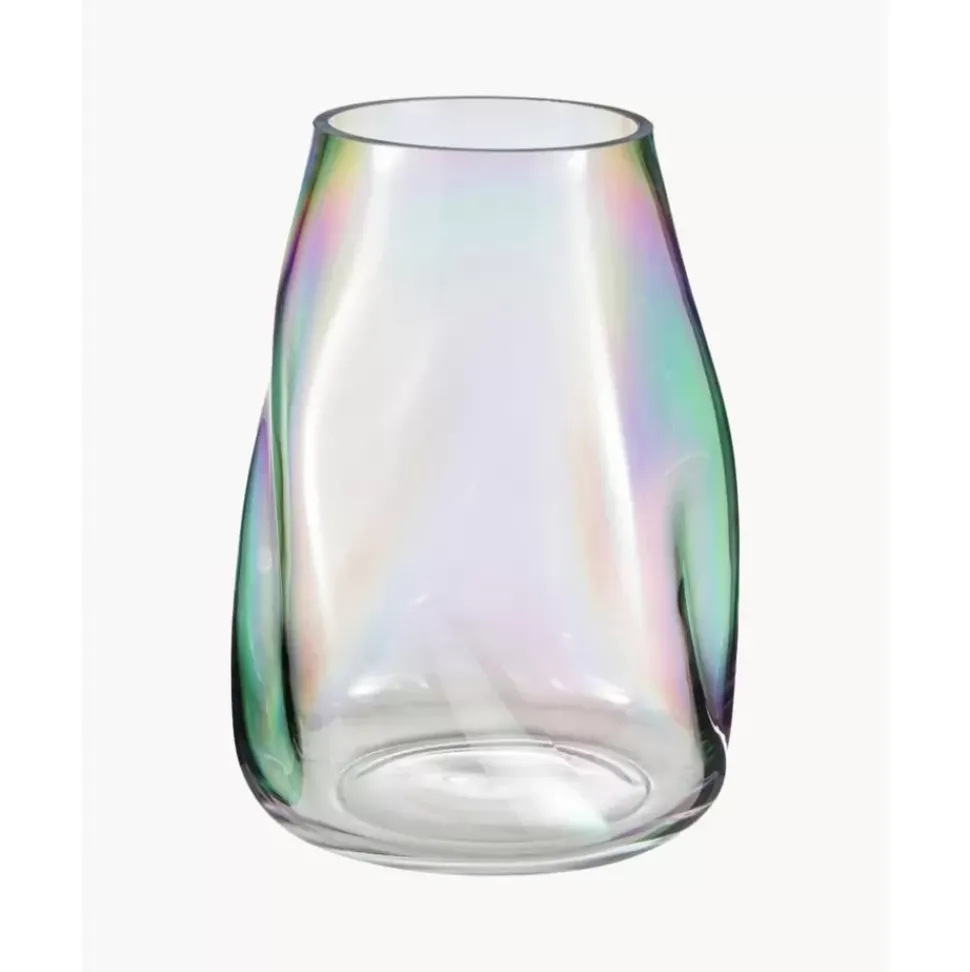 Mundgeblasene Glas-Vase Rainbow, Irisierend