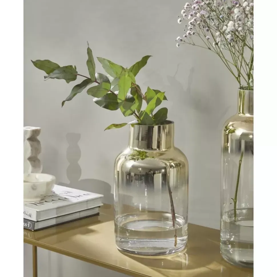 Mundgeblasene Glas-Vase Uma Mit Gold-Schimmer