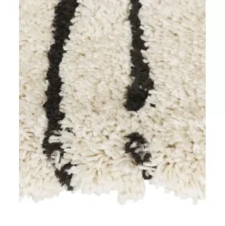 Runder Flauschiger Hochflor-Teppich Dunya, Handgetuftet
