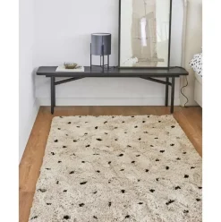 Runder Flauschiger Hochflor-Teppich Ayana, Gepunktet