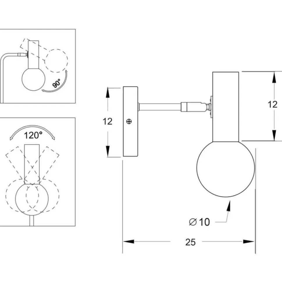 Verstellbare Wandleuchte Wilson Mit Glasschirm